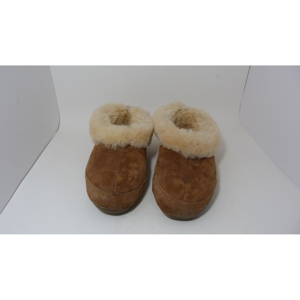 Acorn Womens Sheepskin Moxie Suede Bootie Slippers Chestnut Brown Size 7